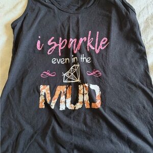 Black Tank Top with Sparkle Graphic